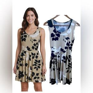 LuLaRoe Nicki Dress Small A-Line, Floral Black Beige Fit & Flare Sleeveless